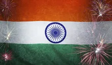 India Flag Firework Grunge Concept real fabric