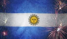 Argentina Flag Firework Grunge Concept real fabric