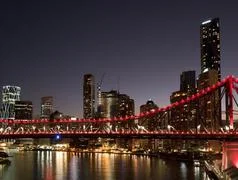 Brisbane Skyline Night Red Lights