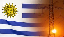 Energy Concept Uruguay Flag with sunset power pole