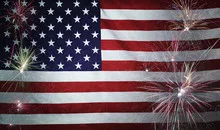 USA Flag Firework Grunge Concept real fabric