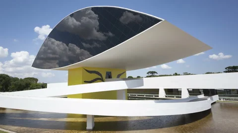 4K Time Lapse Niemeyer Museum Curitiba Close Up