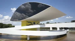 4K Time Lapse Niemeyer Museum Curitiba Close Up