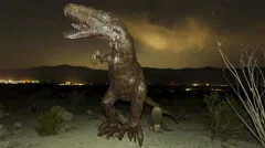 4K Time Lapse Zoom Out Of Dinosaur With Stars