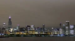 4K Time Lapse Pan Shot Chicago Skyline Night