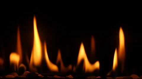 Fireplace Burning Close Up