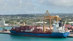 4K Timelapse Cargo Ship Loading Zoom Out