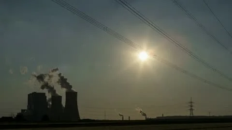 Power Plant With Huge Cooling Towers