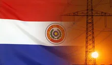 Energy Concept Paraguay Flag with sunset power pole