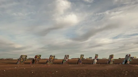 4K Time Lapse Pan Shot Cadillac Ranch Texas