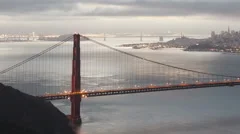 Time Lapse Sunrise Close Up Pan Shot Golden Gate Bridge