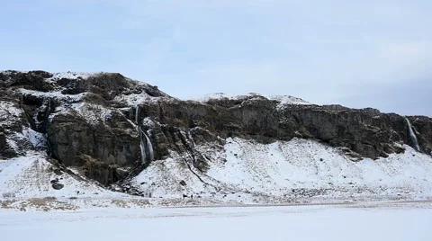 Slowmotion Seljalandsfoss Waterfall Pan Shot