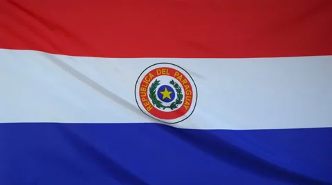 Paraguay Flag Real Fabric Close Up 4K