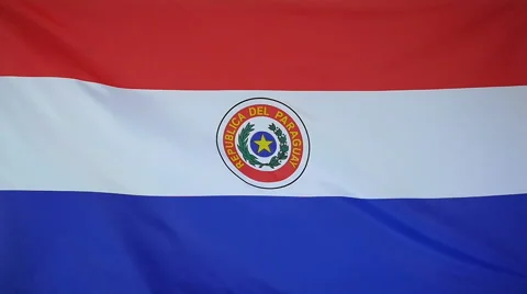 Slowmotion Real Textile Flag Of Paraguay