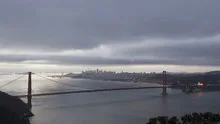 4K Time lapse zoom out sunrise Golden Gate Bridge