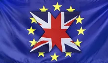 Concept Brexit UK and EU flags composition