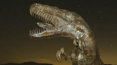 Time Lapse Extreme Close Up Of Dinosaur With Stars
