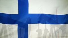 Finland Flag Slow Motion Oil Production Concept