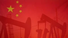 China Flag Slow Motion Oil Production Concept