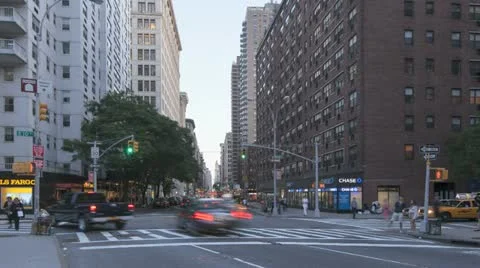 Timelapse Traffic At Sunset On Broadway