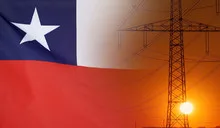 Energy Concept Chile Flag with sunset power pole
