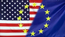 European Flag merged with USA Flag