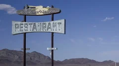 Time Lapse Close Up Sign Historic Diner Ruin