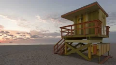 4K Time Lapse Zoom Out Miami Beach Rescue Hut