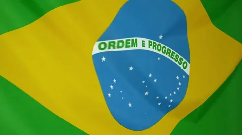 Brasil Flag Real Fabric Close Up 4K