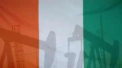 Ivory Coast Flag Slow Motion Oil Production Concept