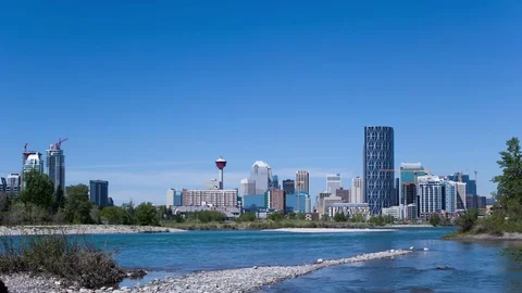 4K Time Lapse Zoom In Of Calgary Skyline