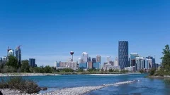 4K Time Lapse Zoom In Of Calgary Skyline