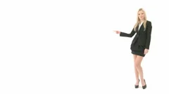 Blonde Business Woman Points At Copyspace