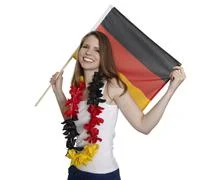 Attractive Woman Shows German Flag