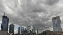 4K Time Lapse Dark Clouds Frankfurt Skyline