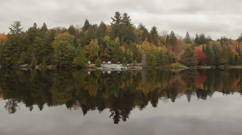 4K Time Lapse Close Up Fall Colors At A Lake