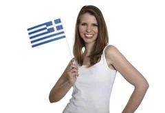  Woman Shows Greece Flag