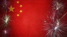 China Flag Firework Grunge Concept real fabric